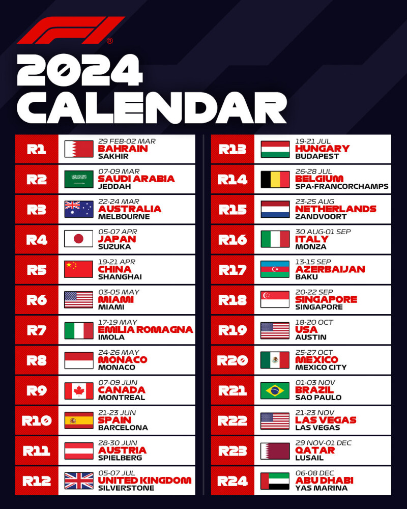 Формула‑1 представила календарь на сезон-2024
